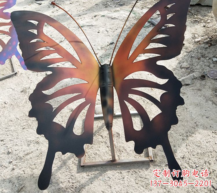 大型不锈钢铁艺蝴蝶雕塑,户外公园园林彩色昆虫摆件