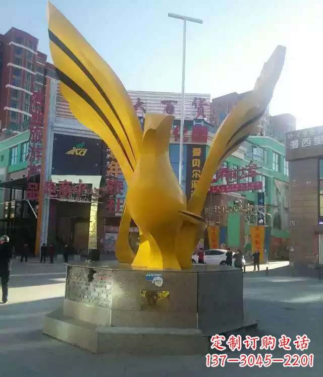 大型城市不锈钢飞鸟雕塑