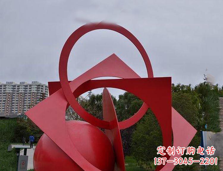 大型创意红色组合造型学校不锈钢景观雕塑