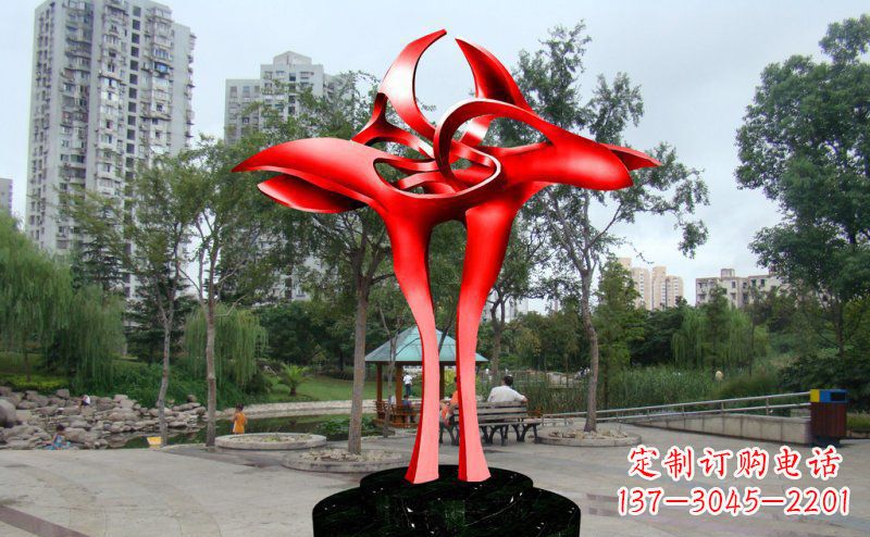 大型抽象仙鹤公园不-锈-钢-雕-塑-