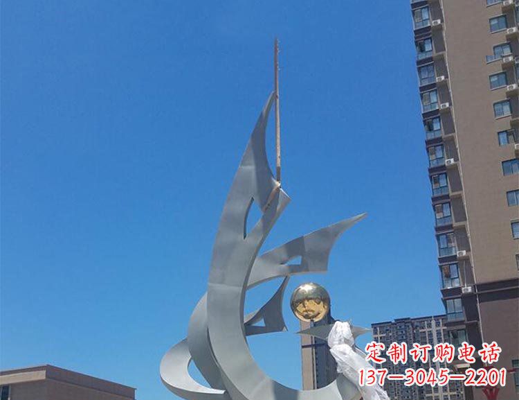 大型创意景观凤凰广场景观不-锈-钢-雕-塑-
