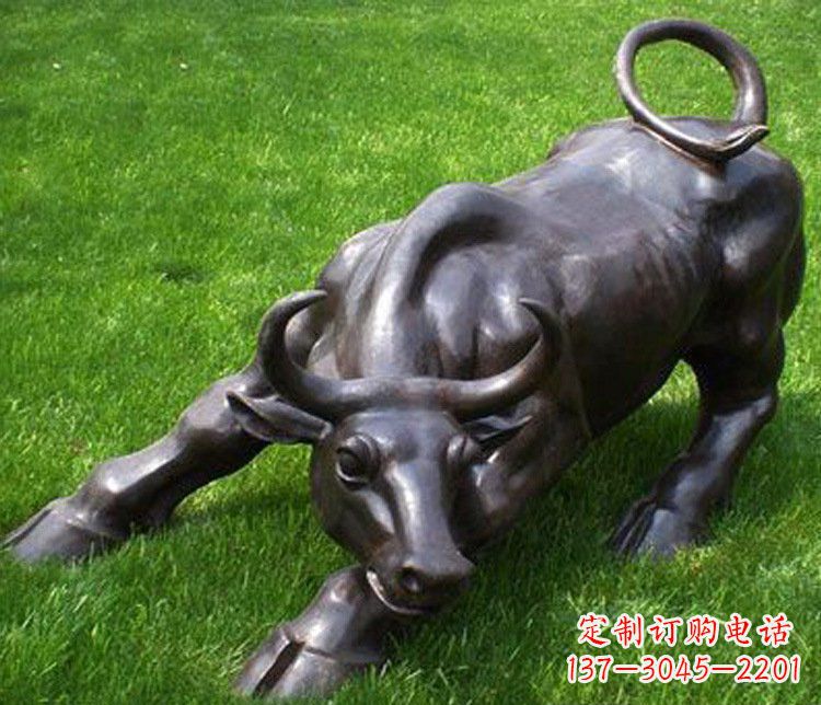 大型股市旺财牛铜雕摆件