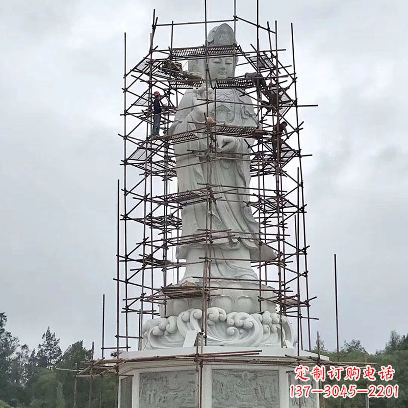 大型汉白玉观音菩萨石雕