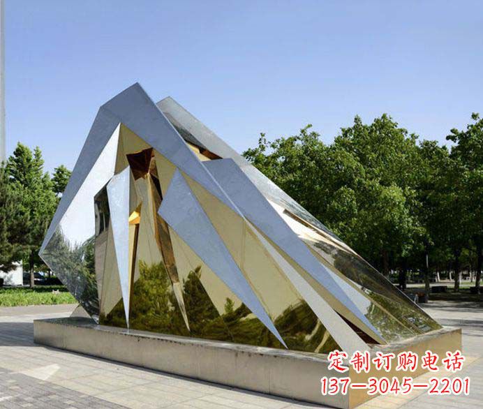 大型镜面风竹不-锈-钢-雕-塑-