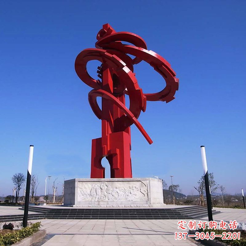 大型龙形不锈钢景观雕塑-广场抽象神兽景观标识