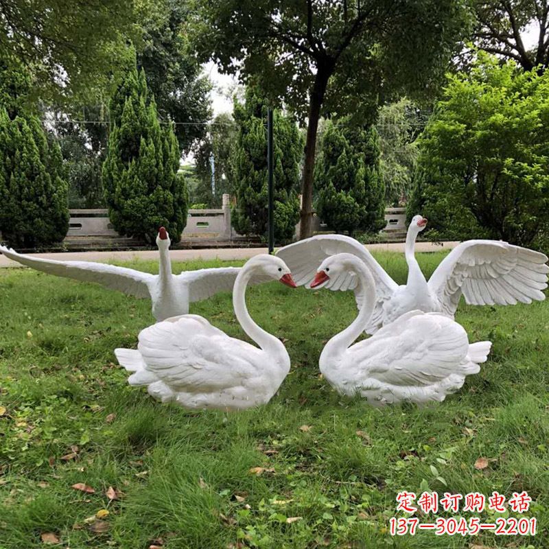 大型天鹅摆件树脂景观雕塑庭院公园装饰发光动物雕塑