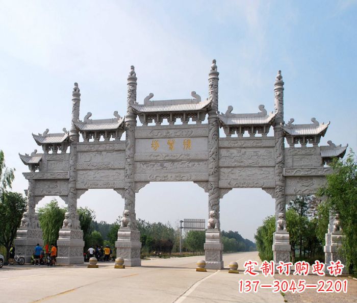 大型五门道路石雕牌坊