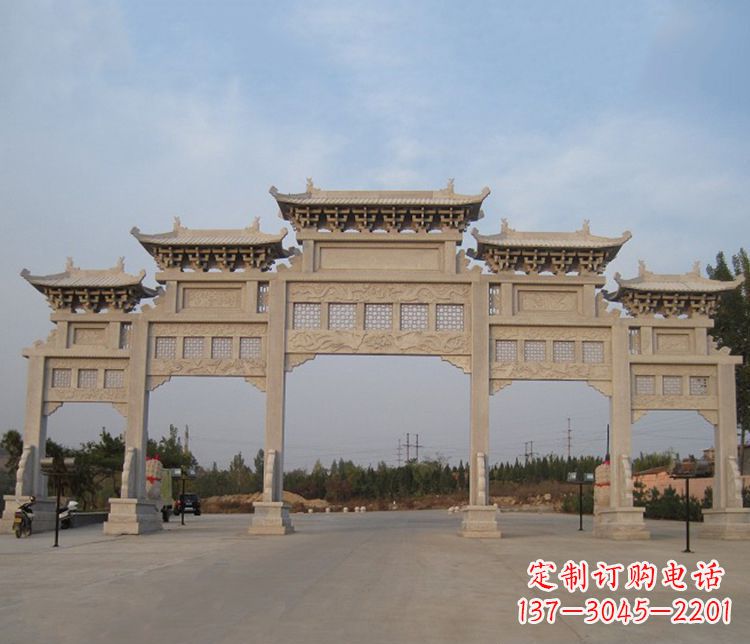 大型五门牌坊石雕
