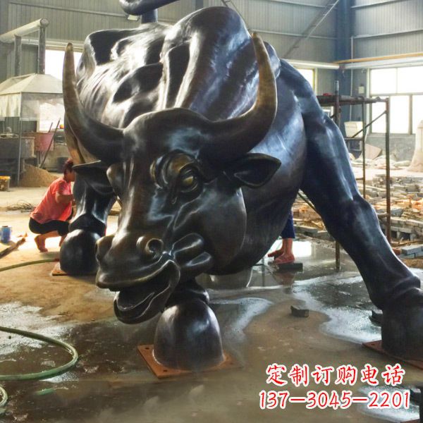 大型铸铜华尔街牛动物景观雕塑