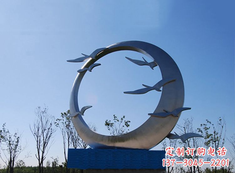 大雁不锈钢景观标识,公园鸟类创意雕塑