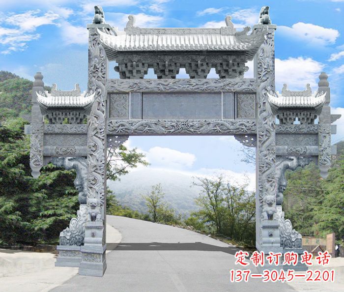 牌坊雕塑 - 单门/村口/石雕/牌坊 牌坊雕塑 - 单门/村口/石雕/牌坊