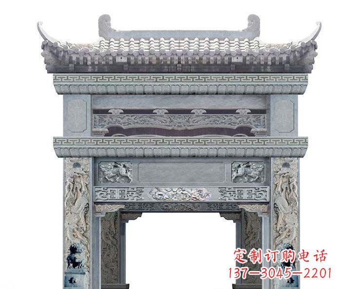 单门村口石雕牌坊 (2)