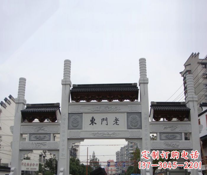 精美三门石牌坊雕塑 精美三门石牌坊雕塑