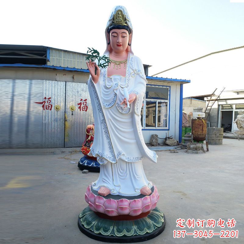 玻璃钢彩绘观音雕塑 玻璃钢彩绘观音雕塑