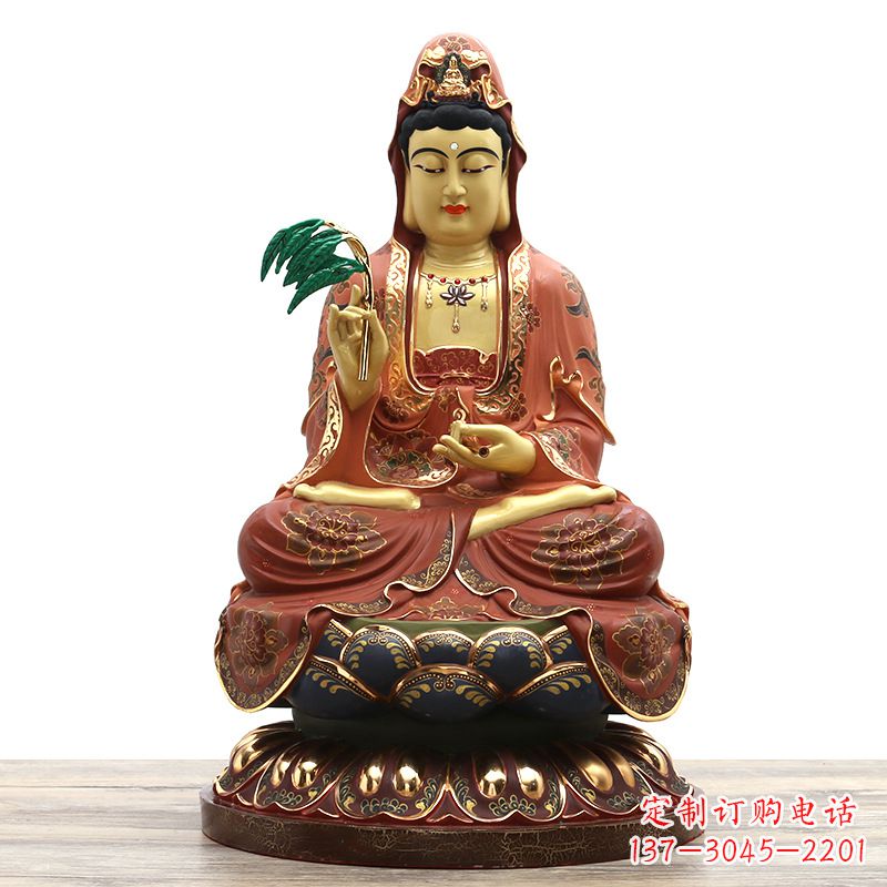 滴水观音彩绘铜雕雕塑摆件