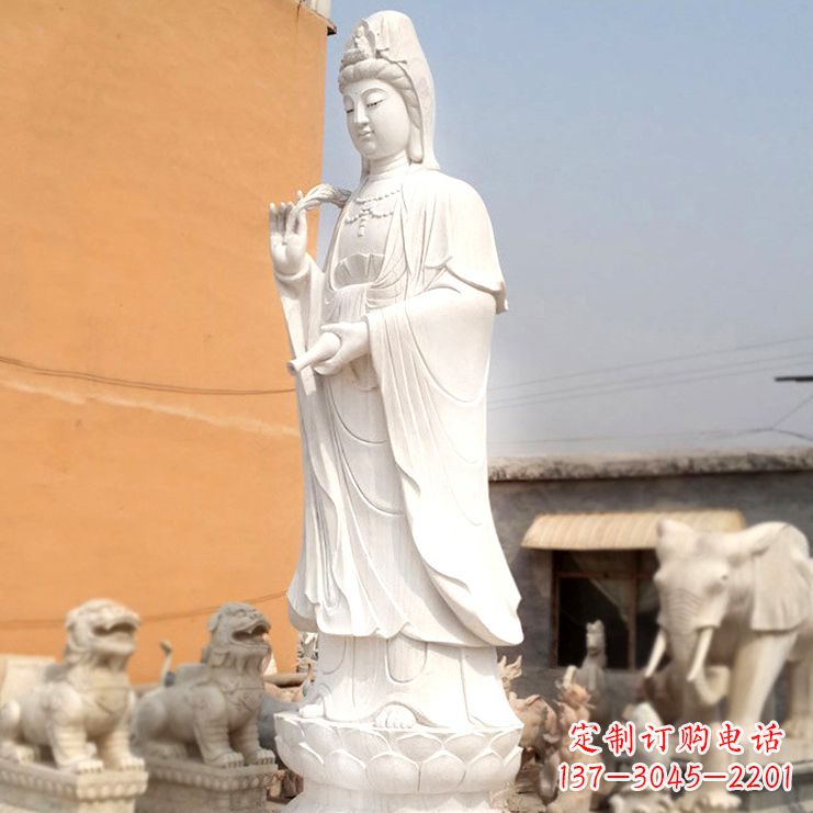 滴水观音汉白玉石雕佛像