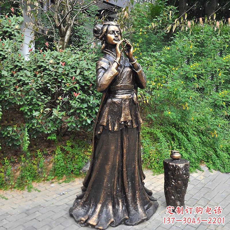 貂蝉铜雕塑像-公园古代美女人物雕塑