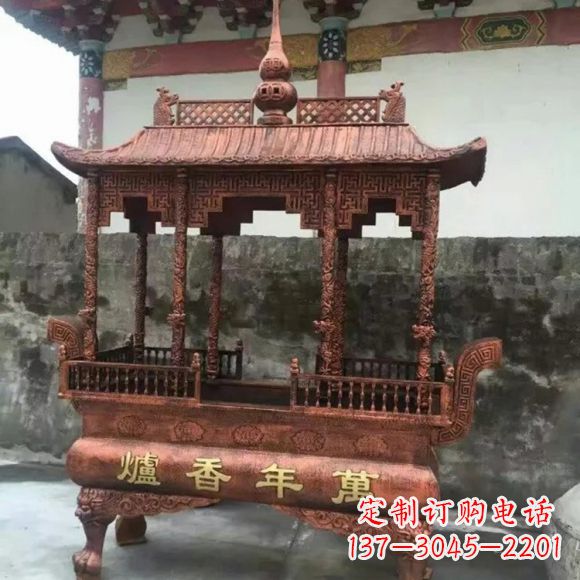 雕刻蝙蝠铜香炉