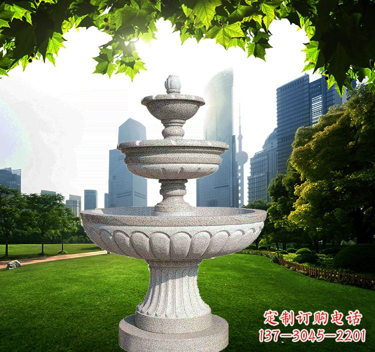 跌水盆石雕喷泉