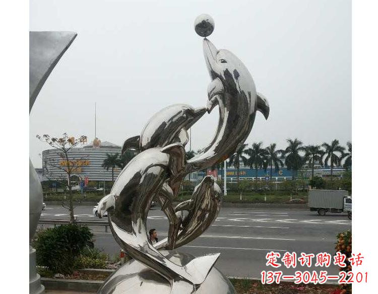 海豚雕塑 - 顶球/海豚/不锈钢/动物 海豚雕塑 - 顶球/海豚/不锈钢/动物