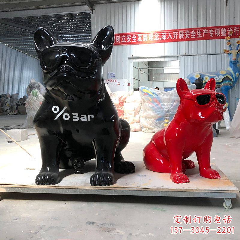 斗牛犬雕塑不锈钢公仔景观雕塑摆件