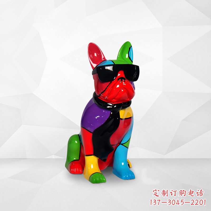 斗牛犬玻璃钢彩绘狗雕塑个性化生肖动物商场美陈摆件