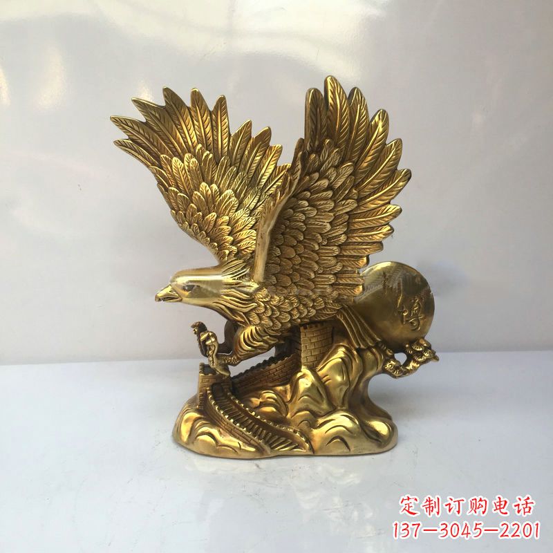镀金铜雕老鹰雕塑摆件 镀金铜雕老鹰雕塑摆件