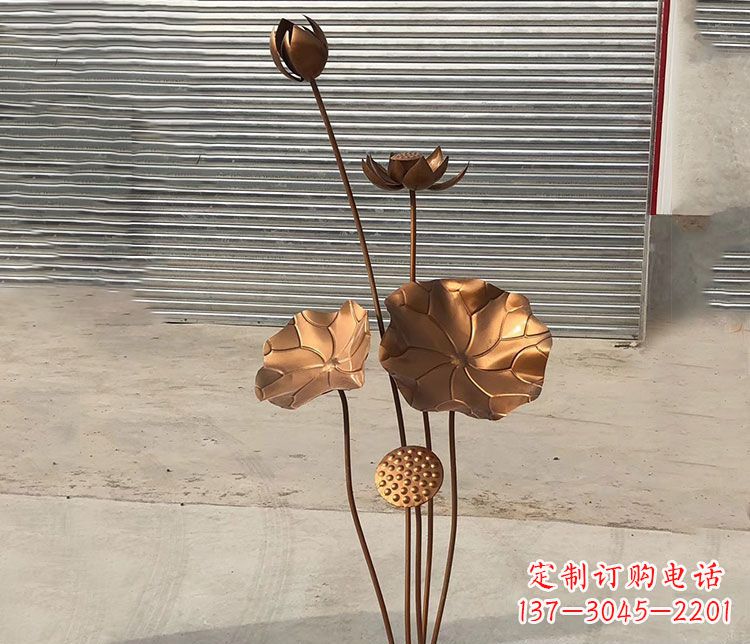 锻铜荷花不-锈-钢-雕-塑-