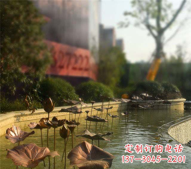 锻铜荷花荷叶小区景观雕塑