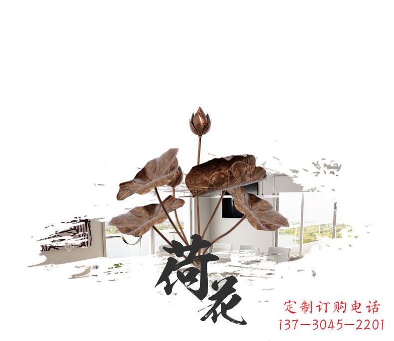 锻铜荷花景观雕塑