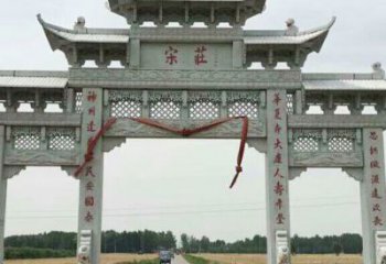 村庄三门牌坊石雕