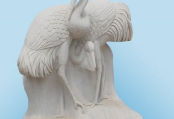 大理石制作的丹顶鹤雕塑
