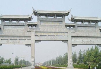 大型三门牌坊石雕