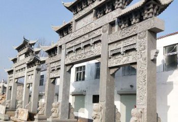 五门仿古牌坊石雕