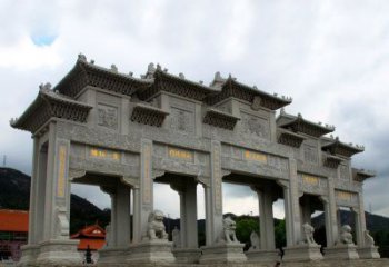 具有传统文化特色的大型五门石雕牌楼雕塑