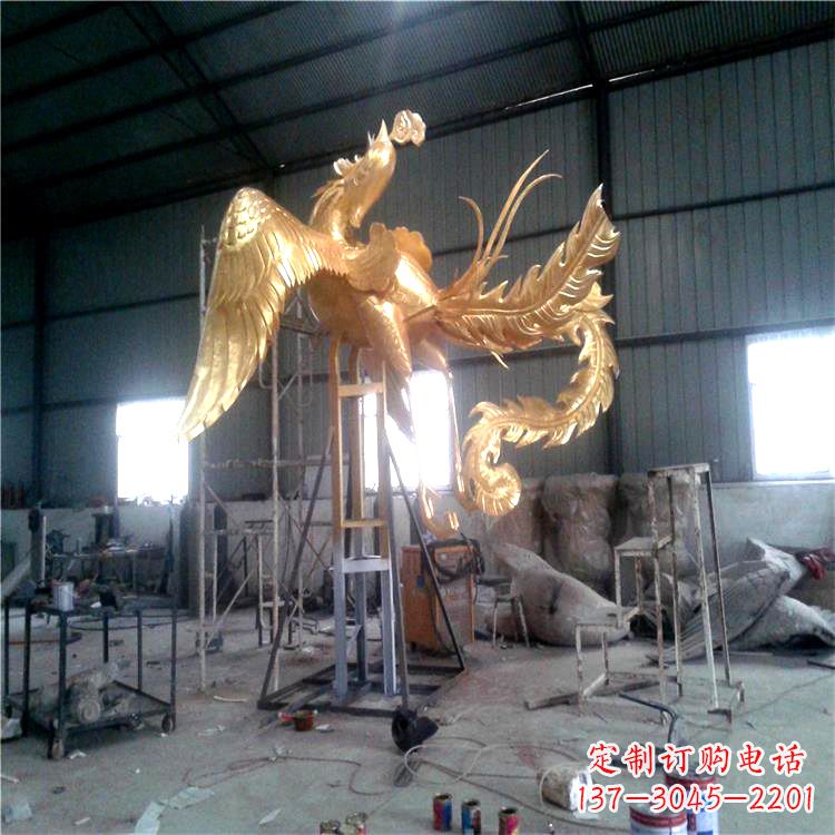 锻铜精美凤凰雕塑 锻铜精美凤凰雕塑