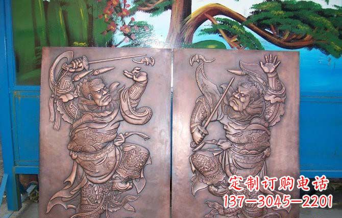 锻铜门神浮雕