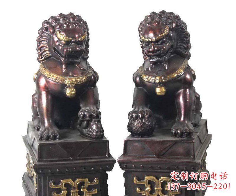 对狮狮子铜雕