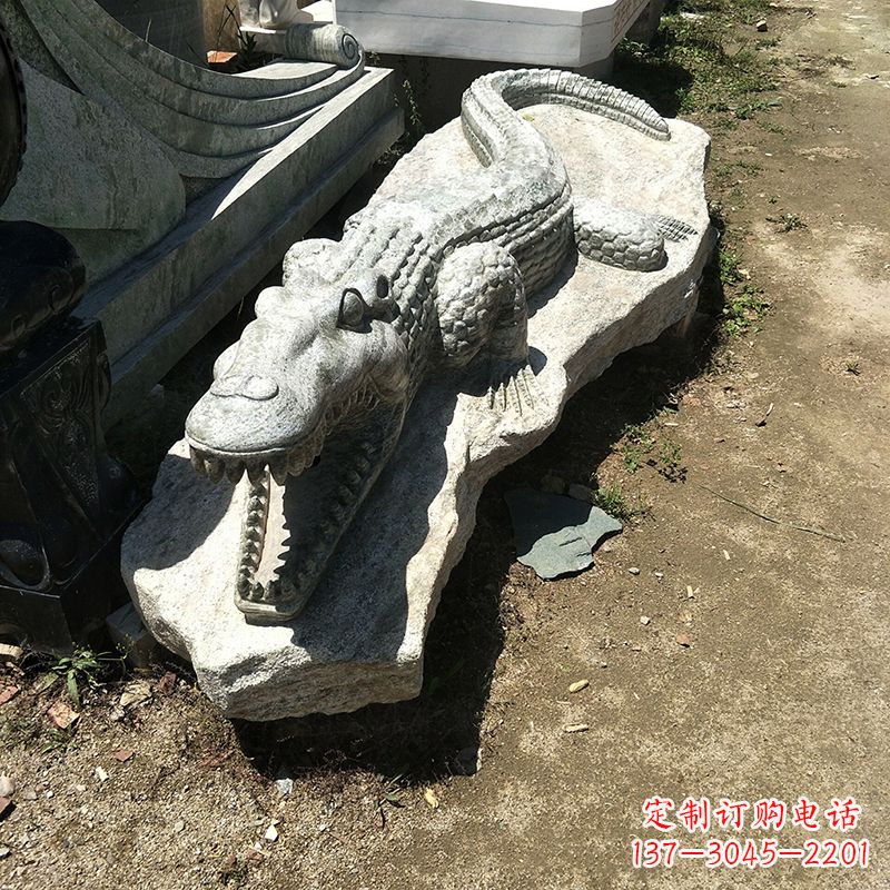 鳄鱼大理石石雕摆件