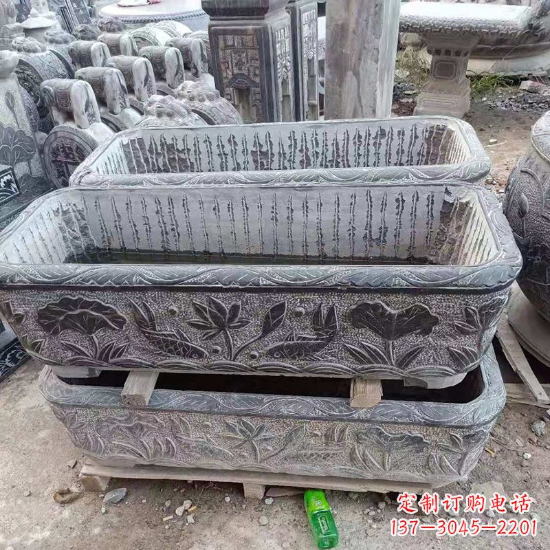 石槽雕塑 - 方形/石槽/养鱼/石缸 石槽雕塑 - 方形/石槽/养鱼/石缸