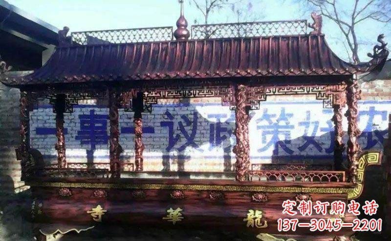 方形寺庙香炉铜雕 (2)