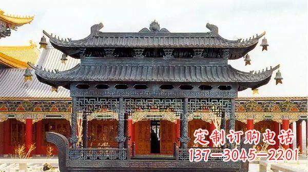 方形寺庙香炉铜雕 (3)