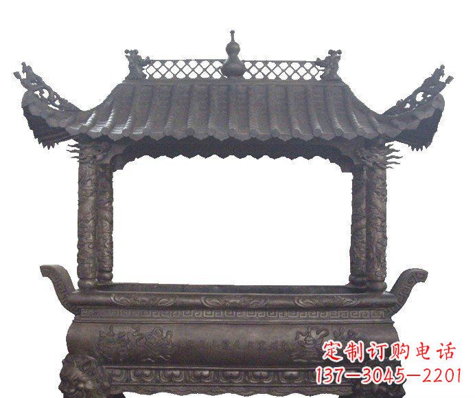 方形香炉寺庙铜雕_2