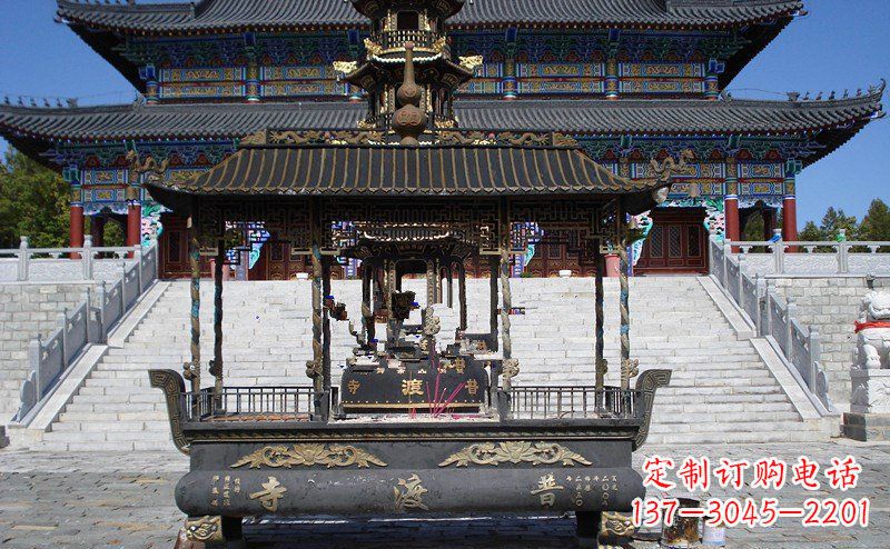 方形香炉寺庙铜雕_1