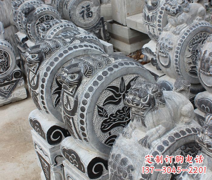 仿古抱鼓石招财石门墩 (2)