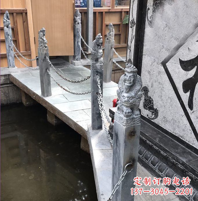 仿古胡人拴马柱栏杆公园石雕