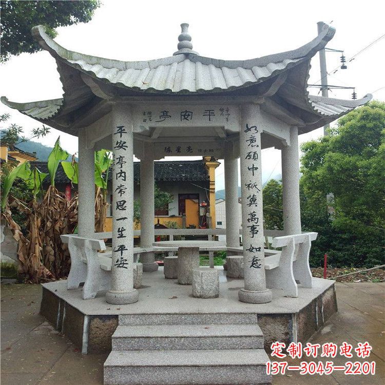 仿古凉亭大理石-小区庭院石雕亭子