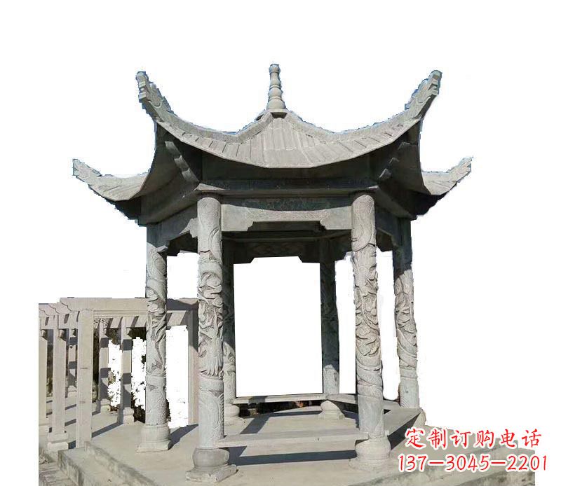 凉亭雕塑 - 仿古/六角/凉亭/石雕 凉亭雕塑 - 仿古/六角/凉亭/石雕