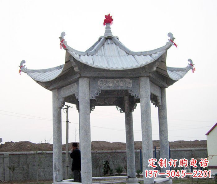 仿古六角石雕凉亭