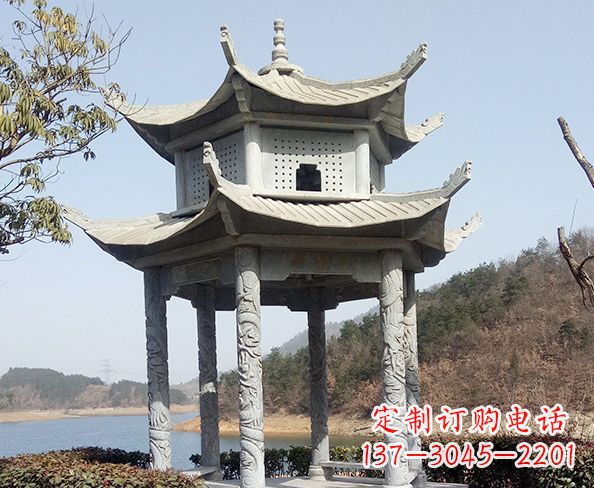 凉亭雕塑 - 仿古/六角/双层/凉亭/石雕